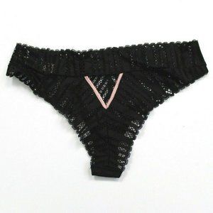 Victoria's Secret Geometric Lace Sheer Back Cutout Tanga Cheeky Panty Size M